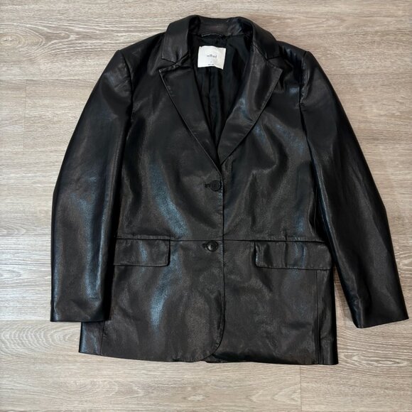 Aritzia Wilfred Memories Faux Leather Blazer Black Perfect Condition 90s S - Picture 3 of 12